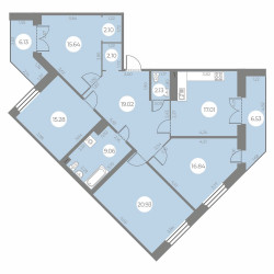 Четырёхкомнатная квартира 120.11 м²
